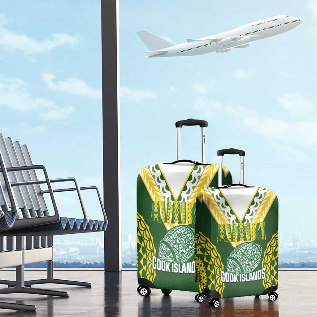 Avaiki Cook Islands Rugby Luggage Cover Kuki Airani Tatau Green - Polynesian Pride