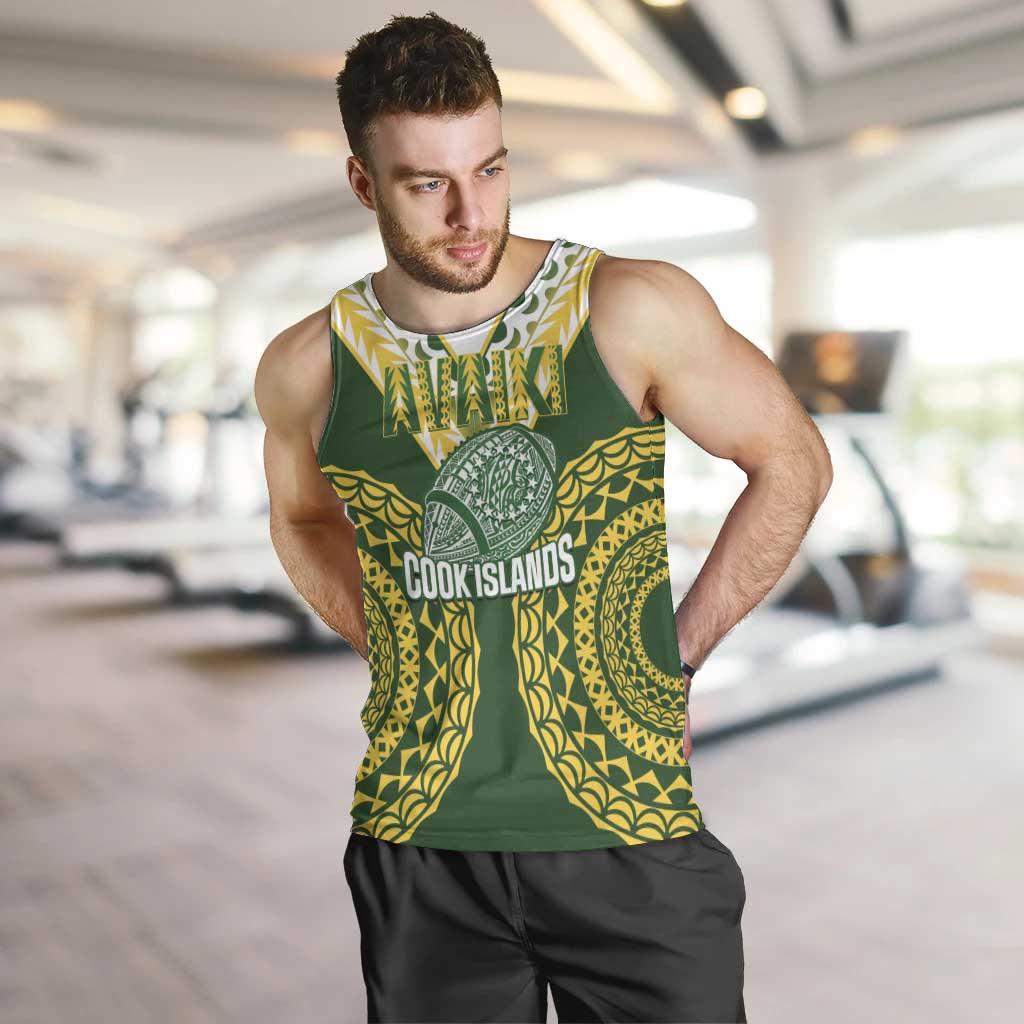 Custom Avaiki Cook Islands Rugby Men Tank Top Kuki Airani Tatau Green - Polynesian Pride