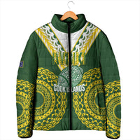 Custom Avaiki Cook Islands Rugby Padded Jacket Kuki Airani Tatau Green - Polynesian Pride