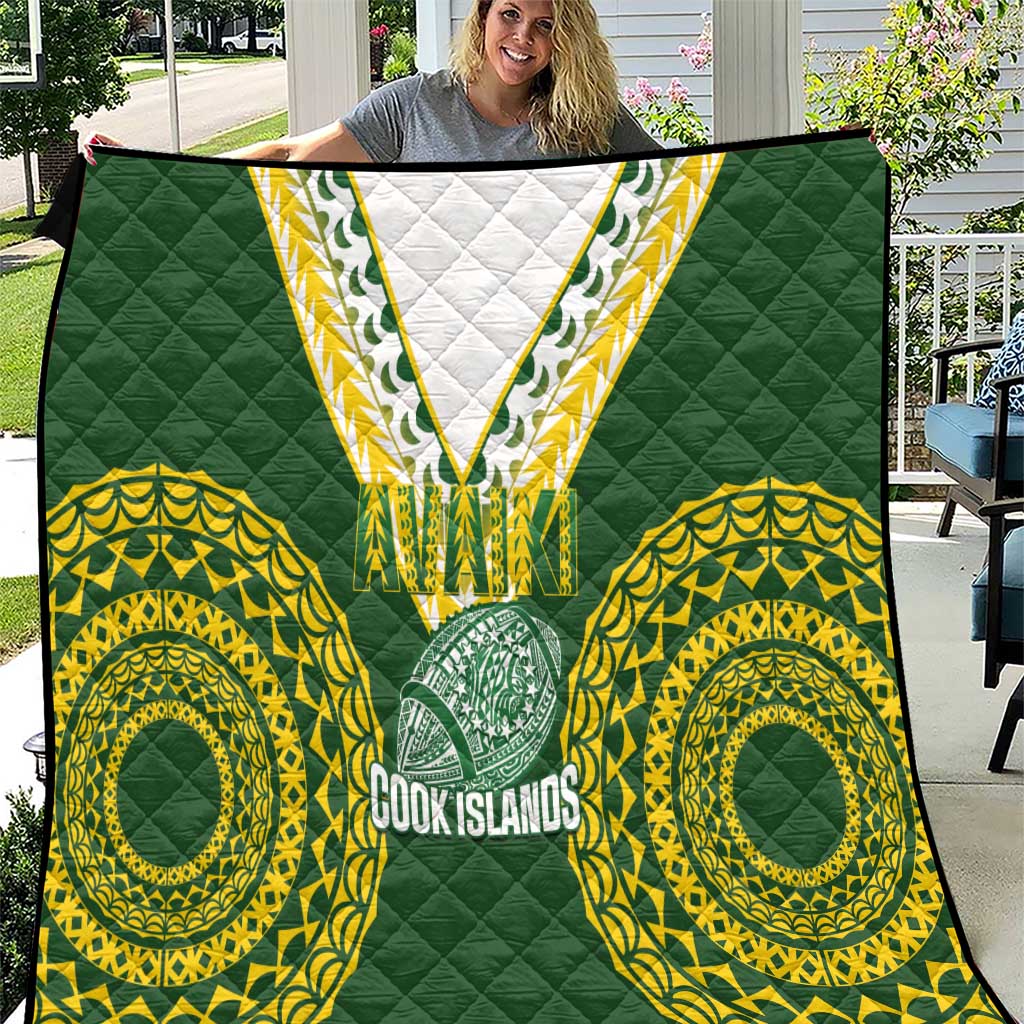 Avaiki Cook Islands Rugby Quilt Kuki Airani Tatau Green - Polynesian Pride