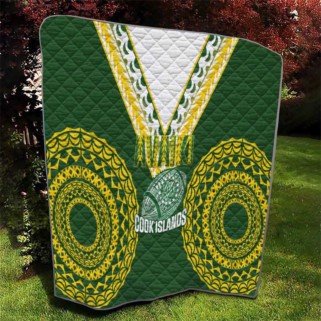 Avaiki Cook Islands Rugby Quilt Kuki Airani Tatau Green - Polynesian Pride