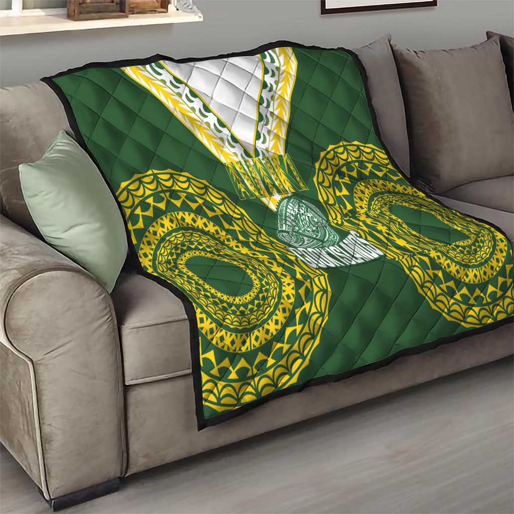 Avaiki Cook Islands Rugby Quilt Kuki Airani Tatau Green - Polynesian Pride