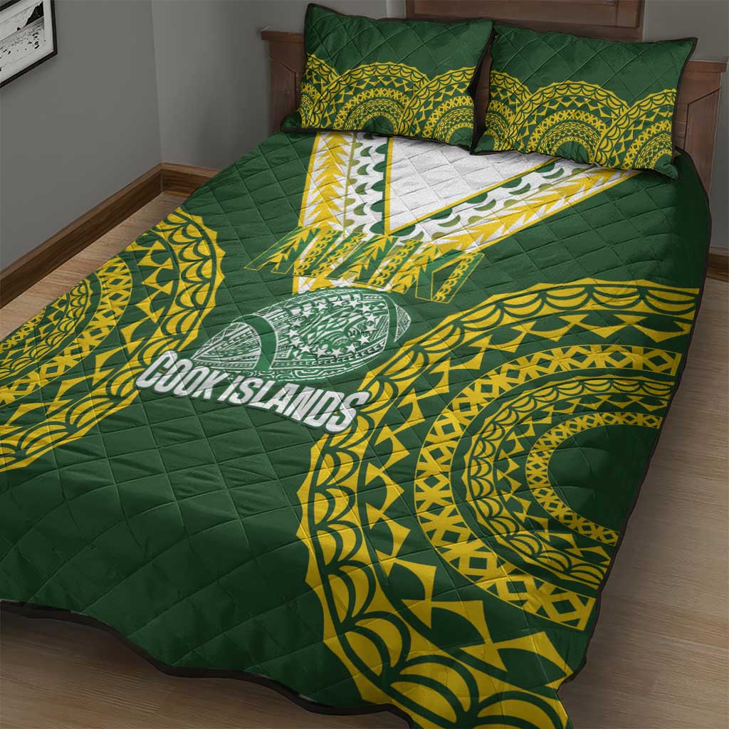 Avaiki Cook Islands Rugby Quilt Bed Set Kuki Airani Tatau Green - Polynesian Pride