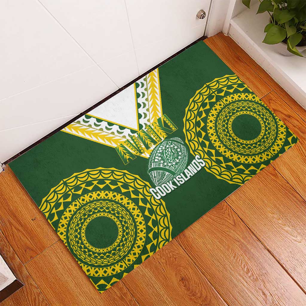 Avaiki Cook Islands Rugby Rubber Doormat Kuki Airani Tatau Green - Polynesian Pride