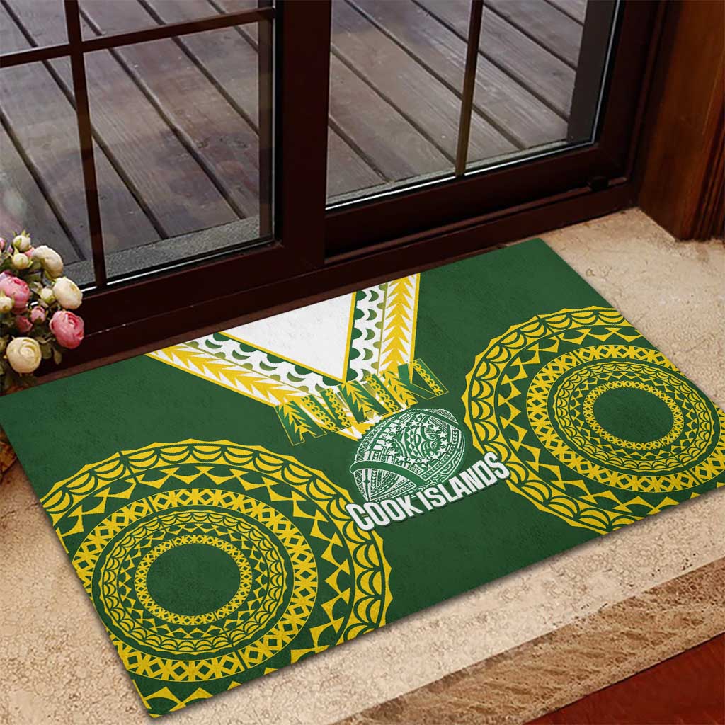 Avaiki Cook Islands Rugby Rubber Doormat Kuki Airani Tatau Green - Polynesian Pride