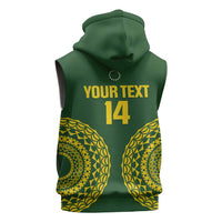 Custom Avaiki Cook Islands Rugby Sleeveless Hoodie Kuki Airani Tatau Green - Polynesian Pride
