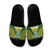 Avaiki Cook Islands Rugby Slide Sandals Kuki Airani Tatau Green - Polynesian Pride