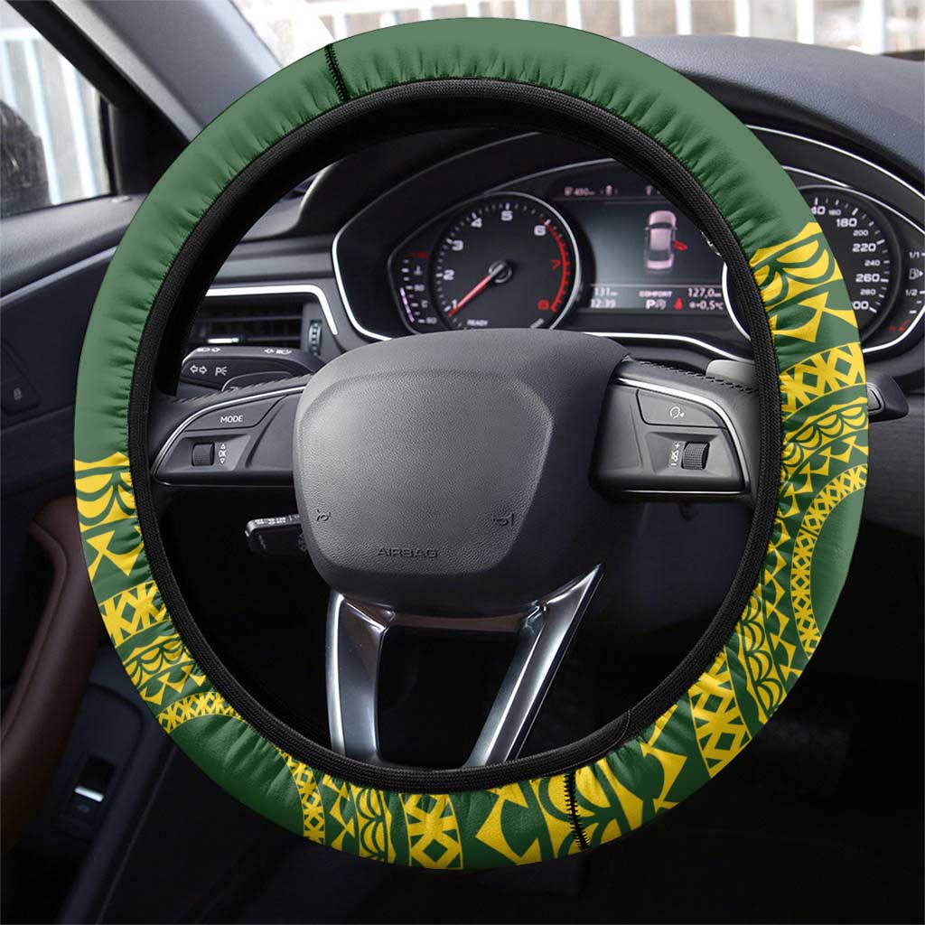 Avaiki Cook Islands Rugby Steering Wheel Cover Kuki Airani Tatau Green - Polynesian Pride