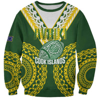 Custom Avaiki Cook Islands Rugby Sweatshirt Kuki Airani Tatau Green - Polynesian Pride