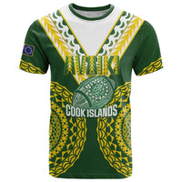 Custom Avaiki Cook Islands Rugby T Shirt Kuki Airani Tatau Green - Polynesian Pride
