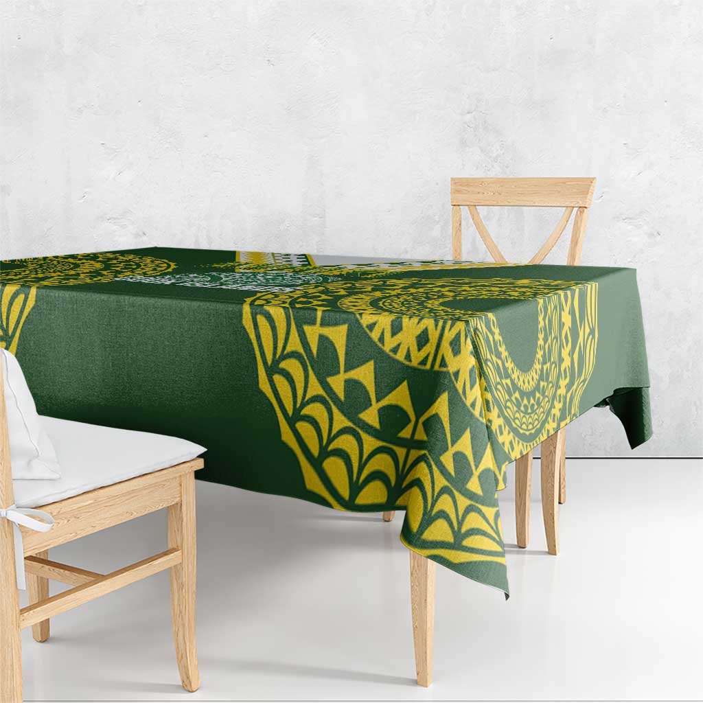 Avaiki Cook Islands Rugby Tablecloth Kuki Airani Tatau Green - Polynesian Pride