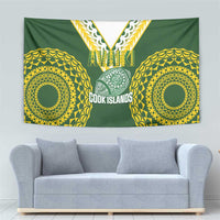 Avaiki Cook Islands Rugby Tapestry Kuki Airani Tatau Green - Polynesian Pride