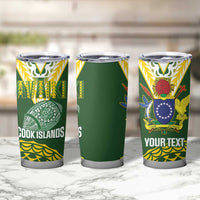 Custom Avaiki Cook Islands Rugby Tumbler Cup Kuki Airani Tatau Green - Polynesian Pride