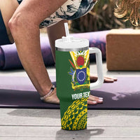 Custom Avaiki Cook Islands Rugby Tumbler With Handle Kuki Airani Tatau Green - Polynesian Pride