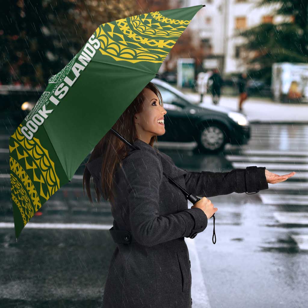 Avaiki Cook Islands Rugby Umbrella Kuki Airani Tatau Green - Polynesian Pride