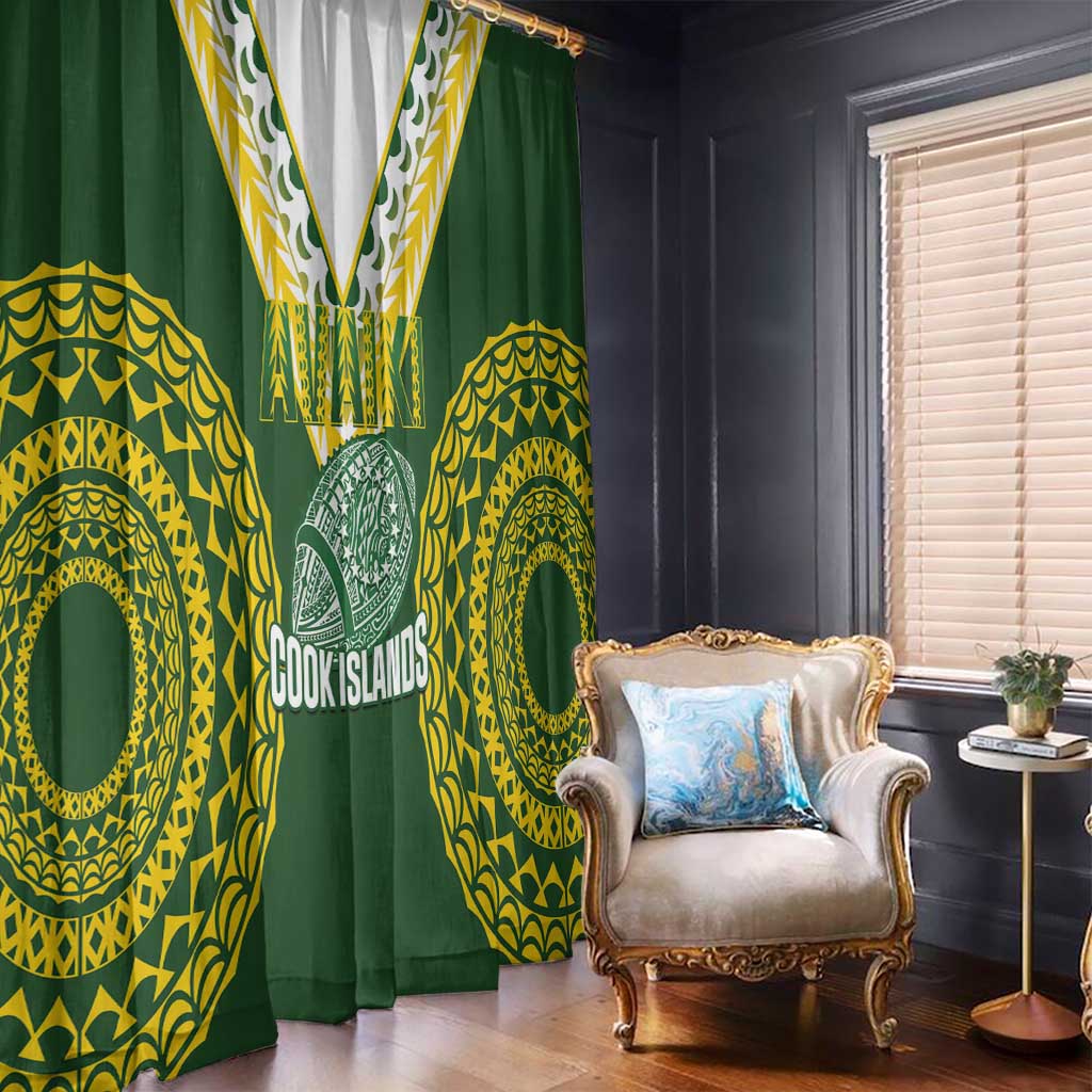 Avaiki Cook Islands Rugby Window Curtain Kuki Airani Tatau Green - Polynesian Pride