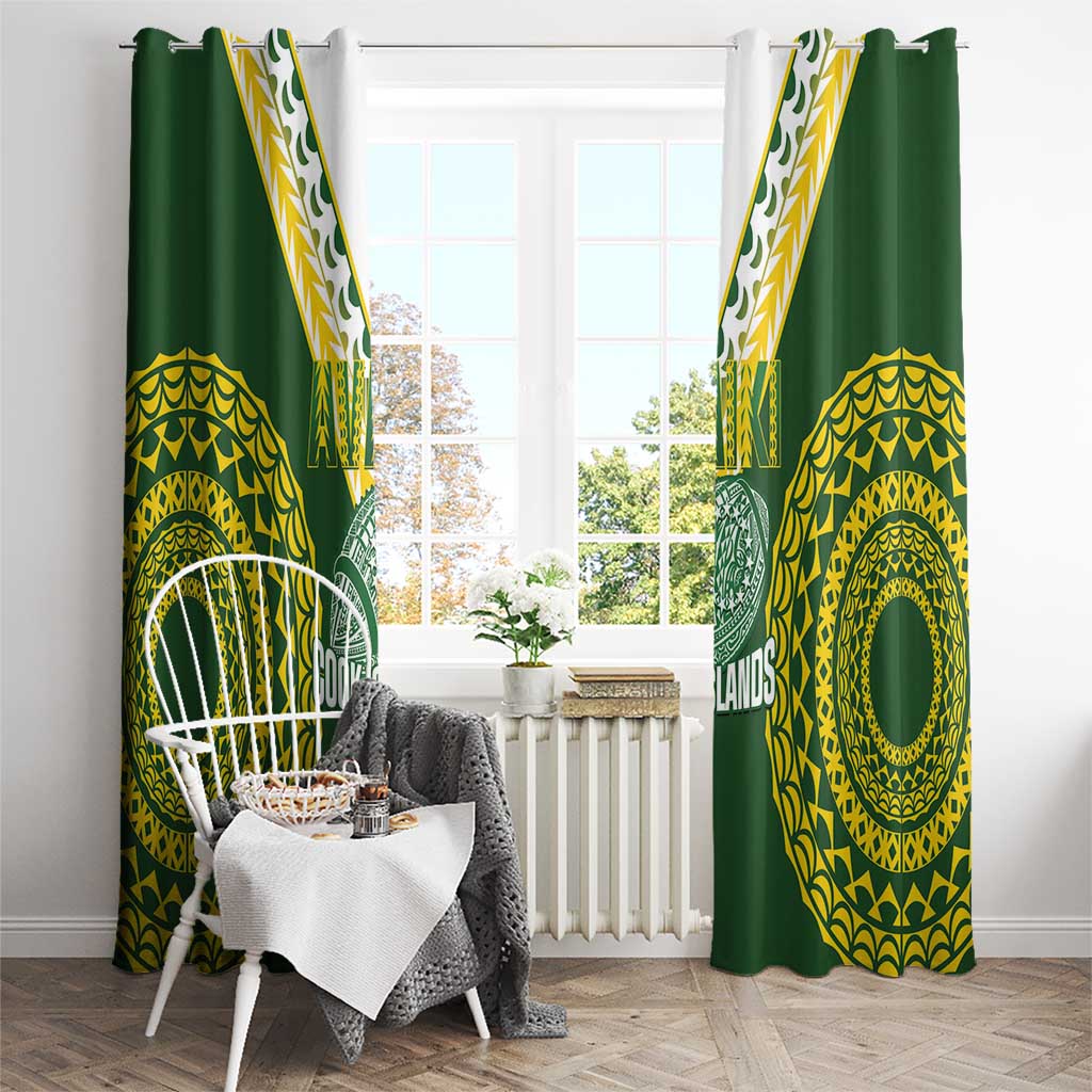 Avaiki Cook Islands Rugby Window Curtain Kuki Airani Tatau Green - Polynesian Pride