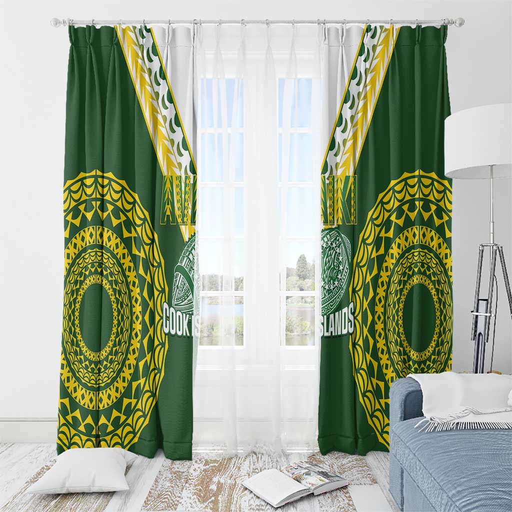 Avaiki Cook Islands Rugby Window Curtain Kuki Airani Tatau Green - Polynesian Pride