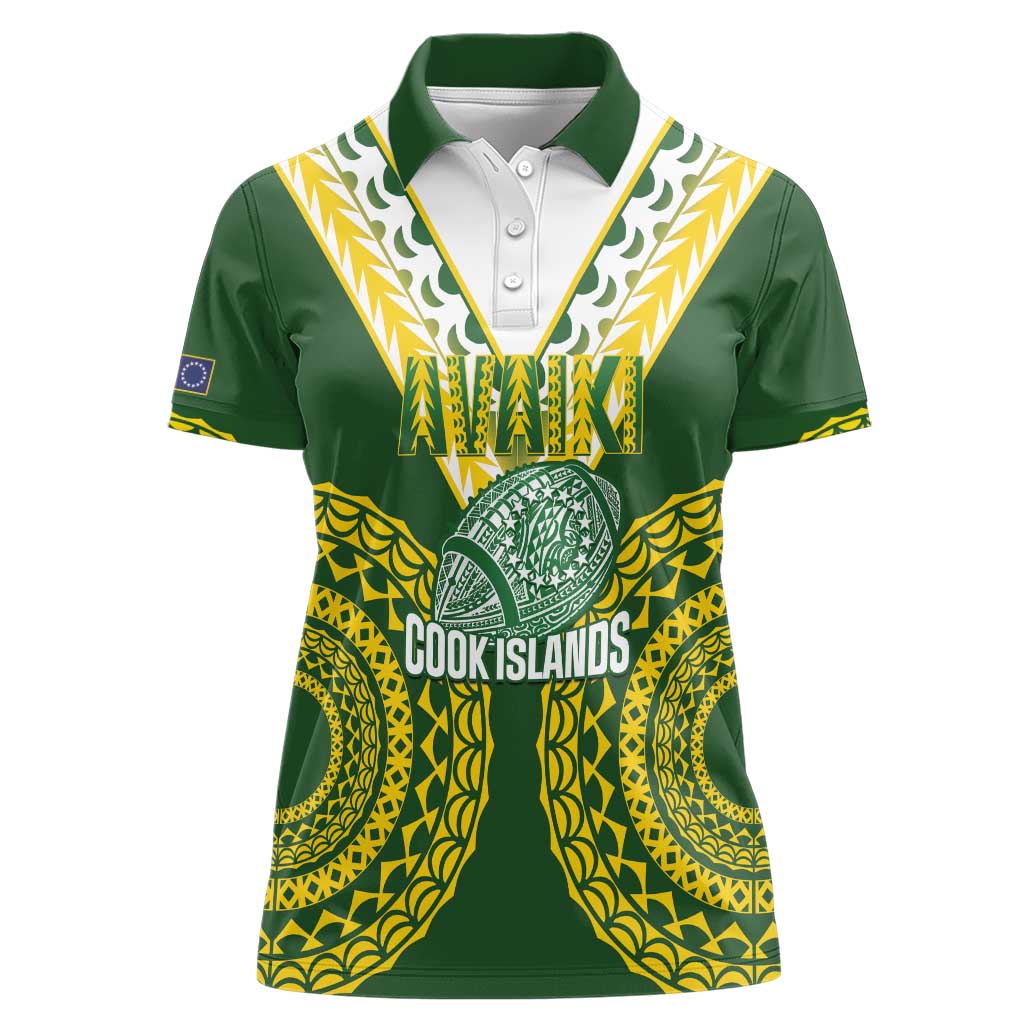 Custom Avaiki Cook Islands Rugby Women Polo Shirt Kuki Airani Tatau Green - Polynesian Pride