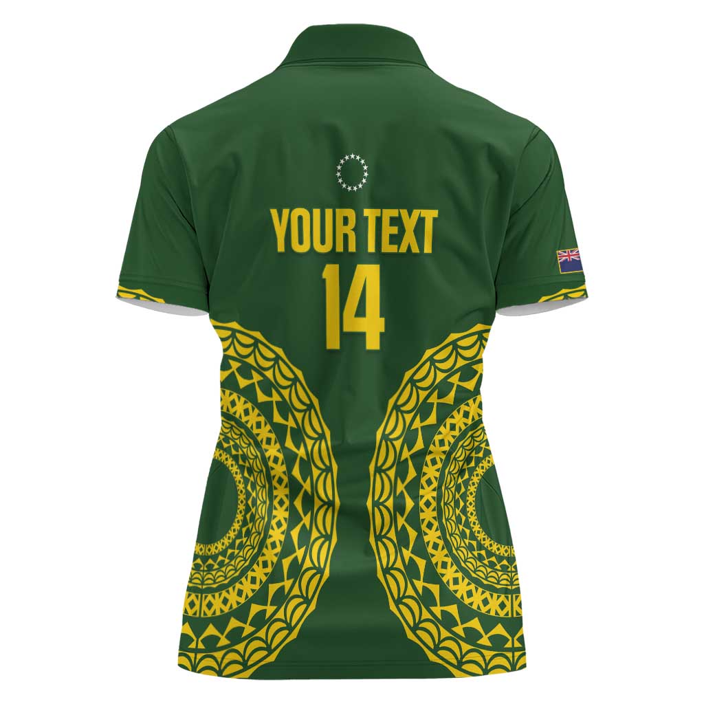 Custom Avaiki Cook Islands Rugby Women Polo Shirt Kuki Airani Tatau Green - Polynesian Pride