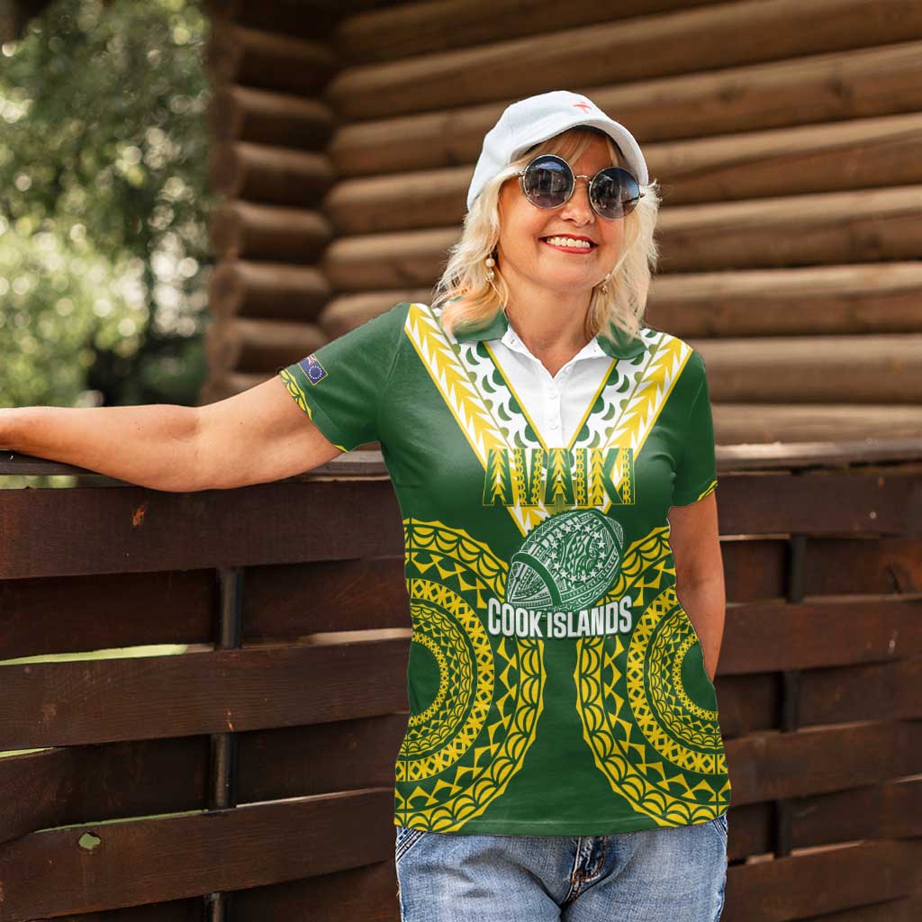Custom Avaiki Cook Islands Rugby Women Polo Shirt Kuki Airani Tatau Green - Polynesian Pride