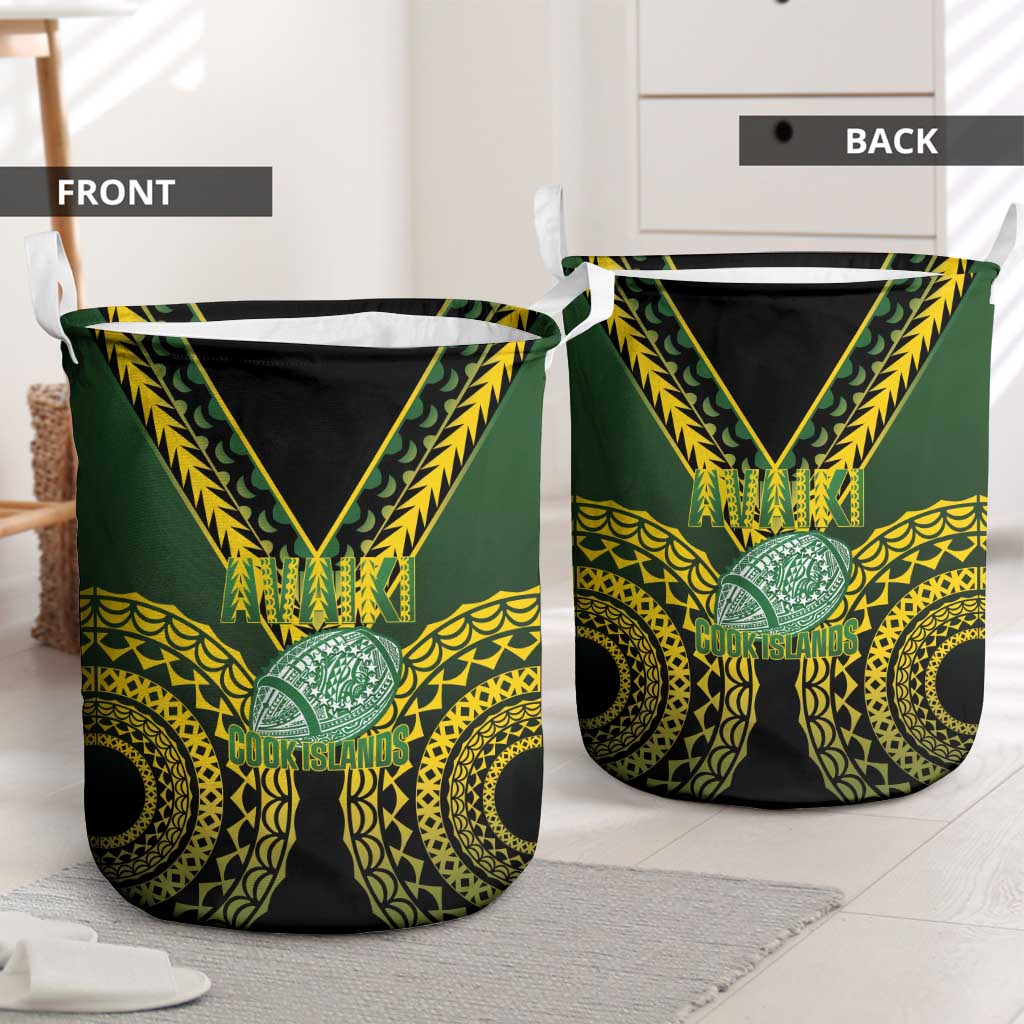 Avaiki Cook Islands Rugby Laundry Basket Kuki Airani Tatau Black - Polynesian Pride
