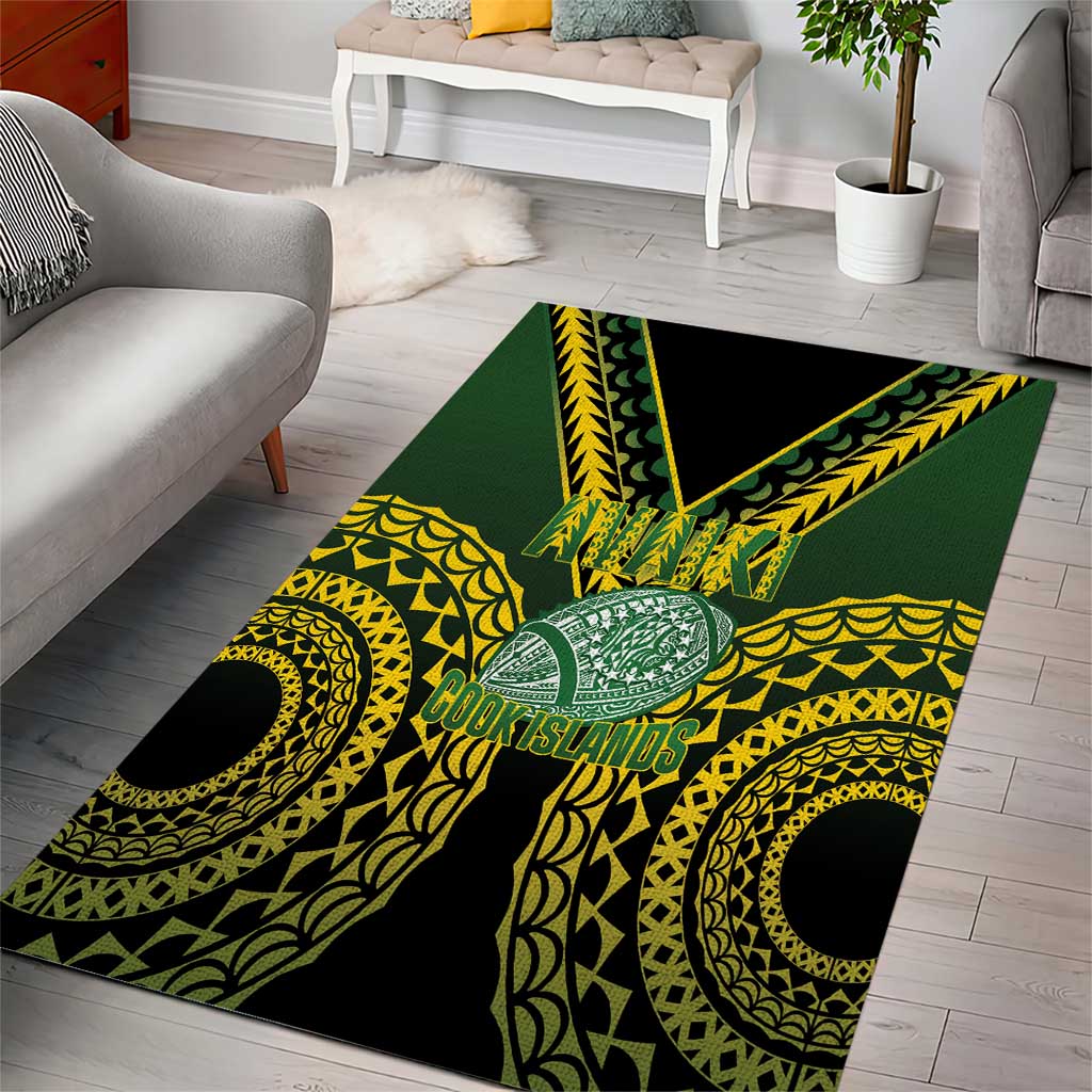 Avaiki Cook Islands Rugby Area Rug Kuki Airani Tatau Black LT14 - Polynesian Pride