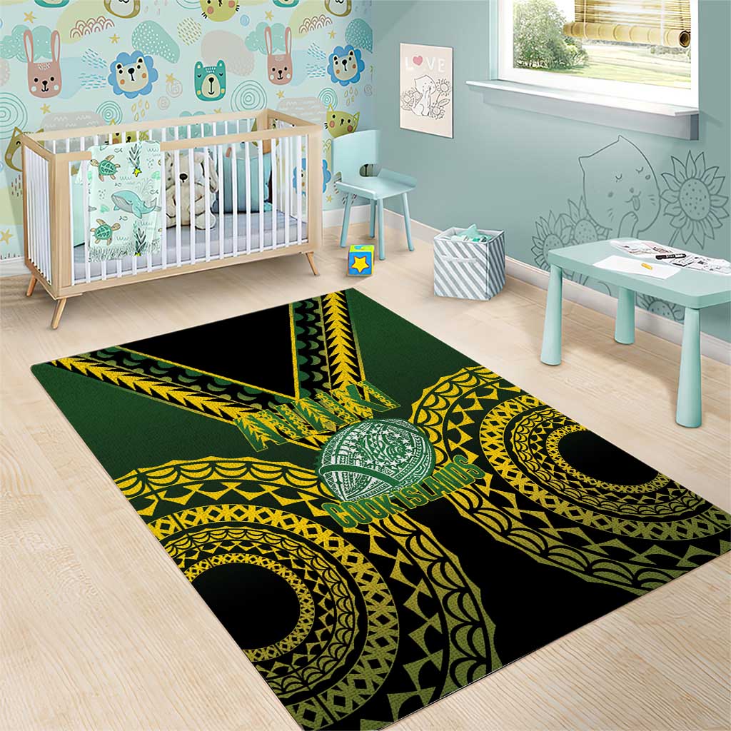 Avaiki Cook Islands Rugby Area Rug Kuki Airani Tatau Black LT14 - Polynesian Pride