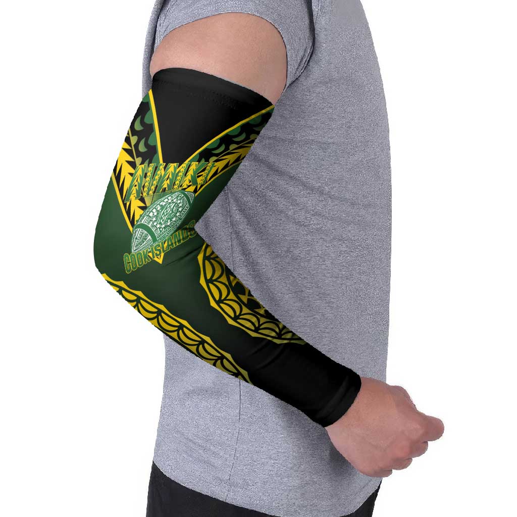 Custom Avaiki Cook Islands Rugby Arm Sleeves Kuki Airani Tatau Black - Polynesian Pride