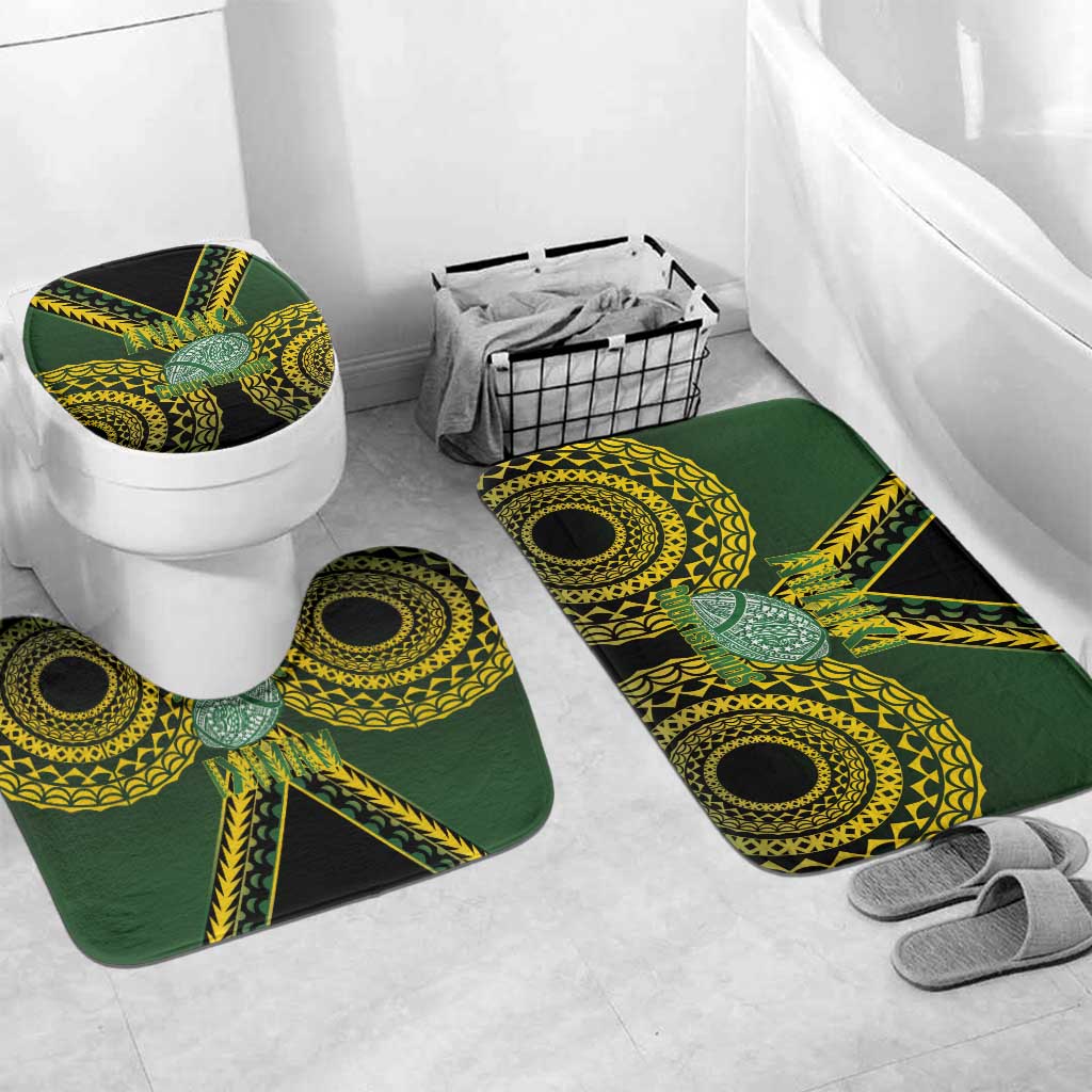 Avaiki Cook Islands Rugby Bathroom Set Kuki Airani Tatau Black - Polynesian Pride
