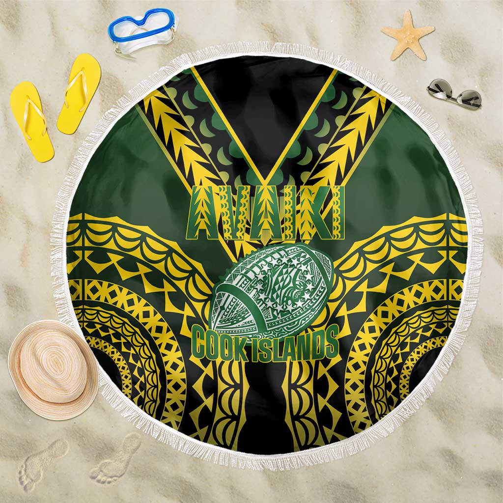 Avaiki Cook Islands Rugby Beach Blanket Kuki Airani Tatau Black - Polynesian Pride