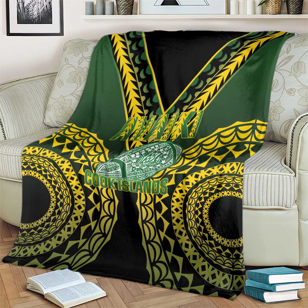 Avaiki Cook Islands Rugby Blanket Kuki Airani Tatau Black - Polynesian Pride