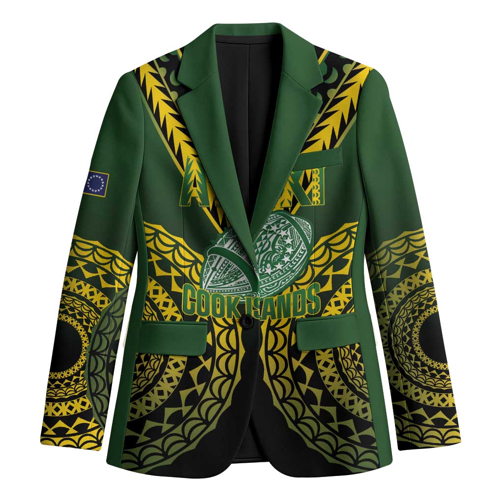Custom Avaiki Cook Islands Rugby Blazer Kuki Airani Tatau Black - Polynesian Pride