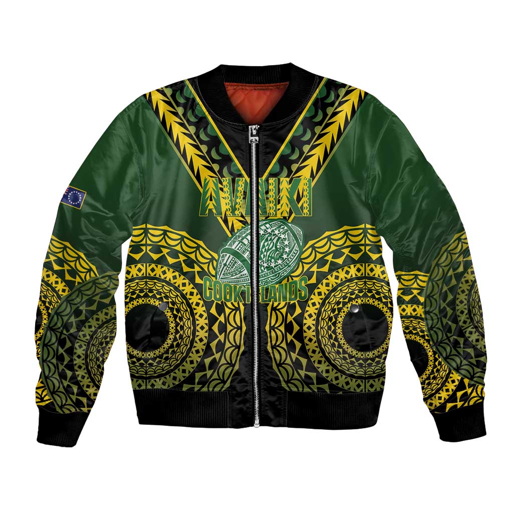 Custom Avaiki Cook Islands Rugby Bomber Jacket Kuki Airani Tatau Black - Polynesian Pride