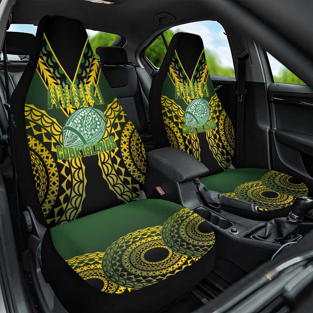 Avaiki Cook Islands Rugby Car Seat Cover Kuki Airani Tatau Black - Polynesian Pride