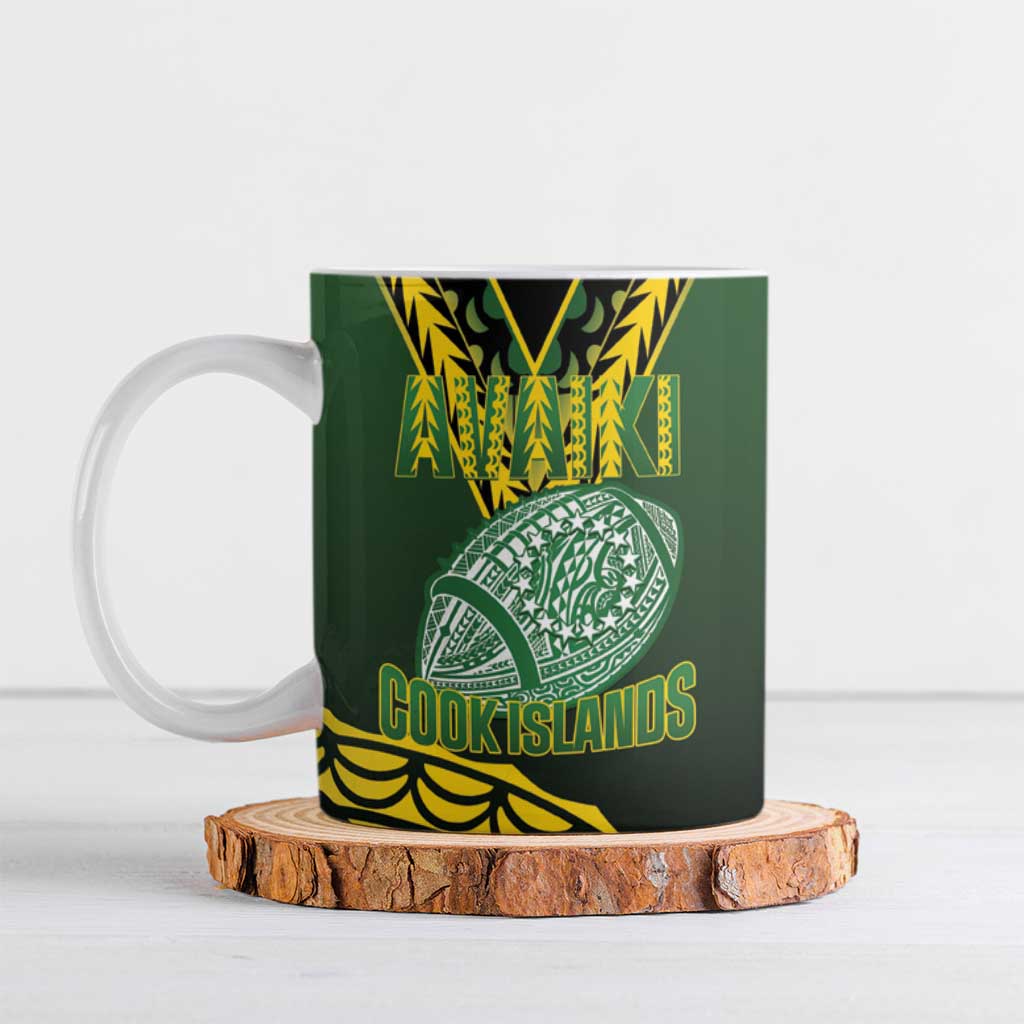 Custom Avaiki Cook Islands Rugby Ceramic Mug Kuki Airani Tatau Black - Polynesian Pride