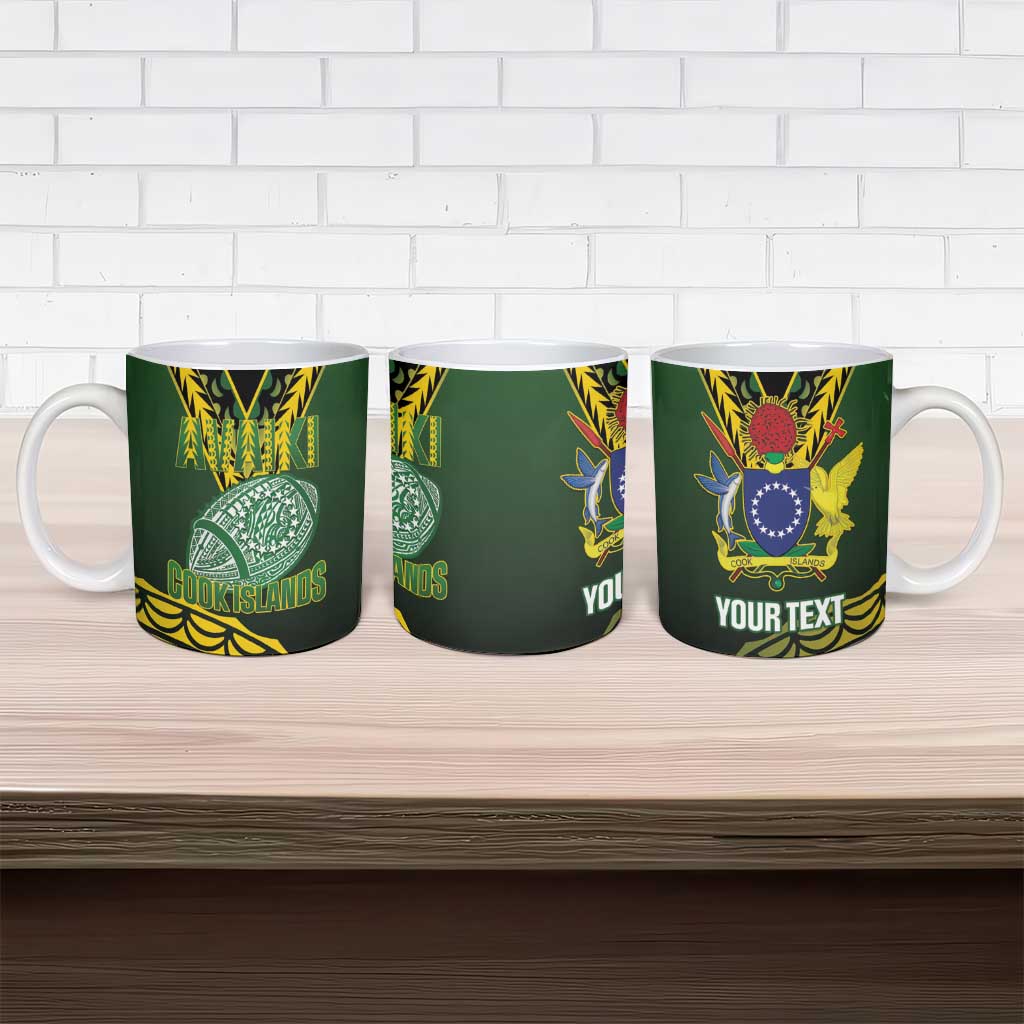 Custom Avaiki Cook Islands Rugby Ceramic Mug Kuki Airani Tatau Black - Polynesian Pride