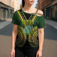 Custom Avaiki Cook Islands Rugby Cross Shoulder Shirt Kuki Airani Tatau Black - Polynesian Pride