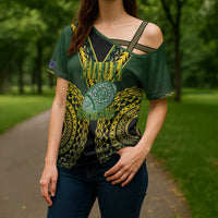 Custom Avaiki Cook Islands Rugby Cross Shoulder Shirt Kuki Airani Tatau Black - Polynesian Pride