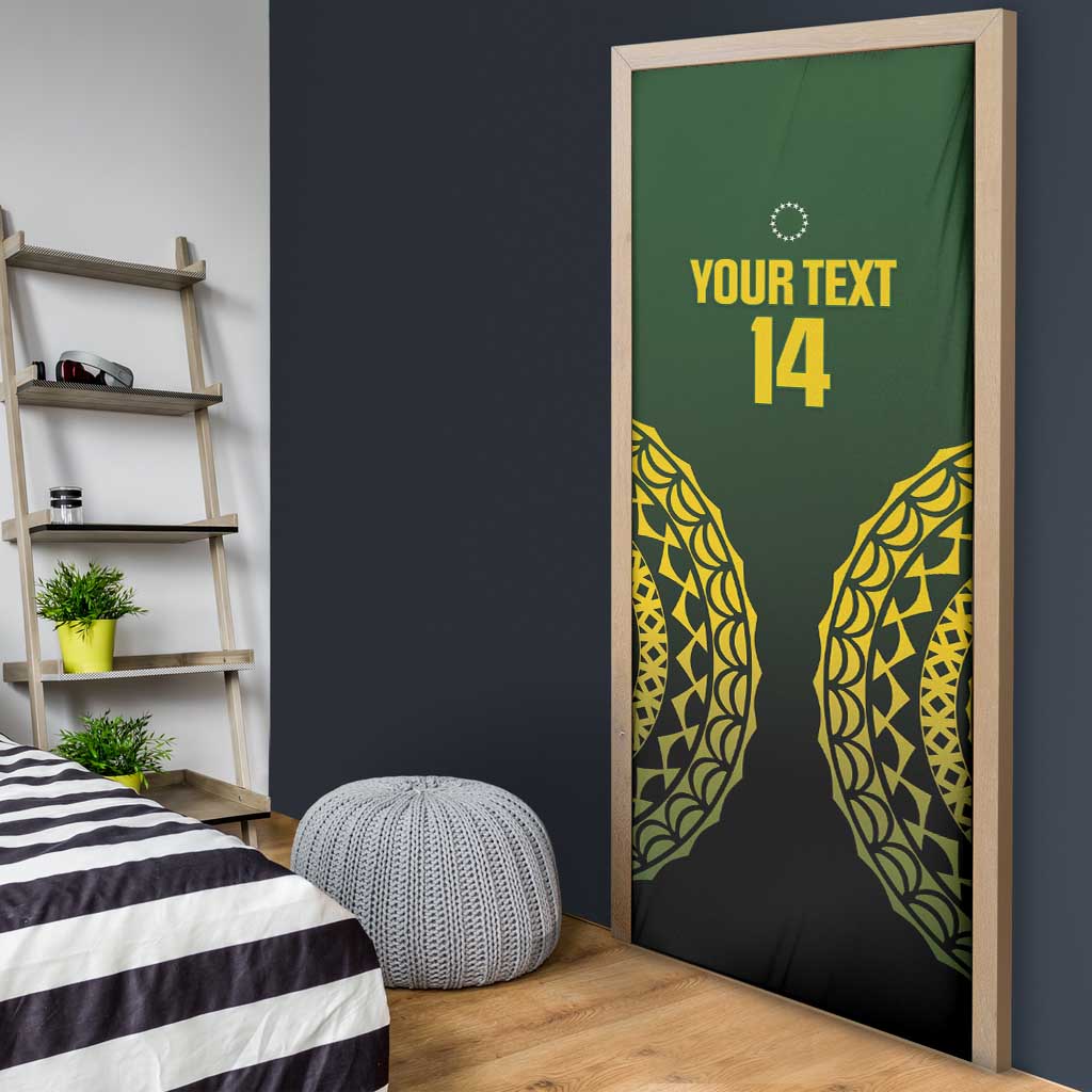 Custom Avaiki Cook Islands Rugby Door Cover Kuki Airani Tatau Black - Polynesian Pride