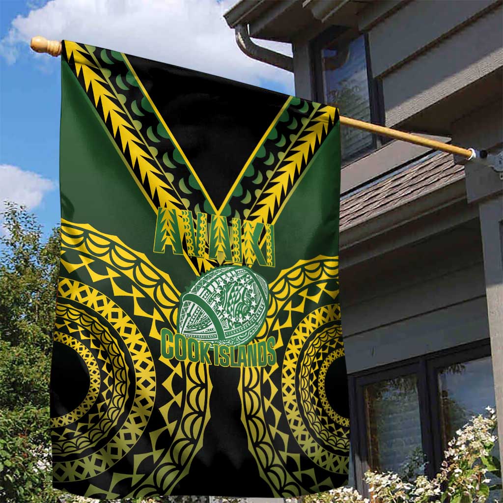 Avaiki Cook Islands Rugby Garden Flag Kuki Airani Tatau Black LT14 - Polynesian Pride