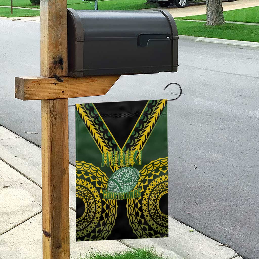 Avaiki Cook Islands Rugby Garden Flag Kuki Airani Tatau Black LT14 - Polynesian Pride