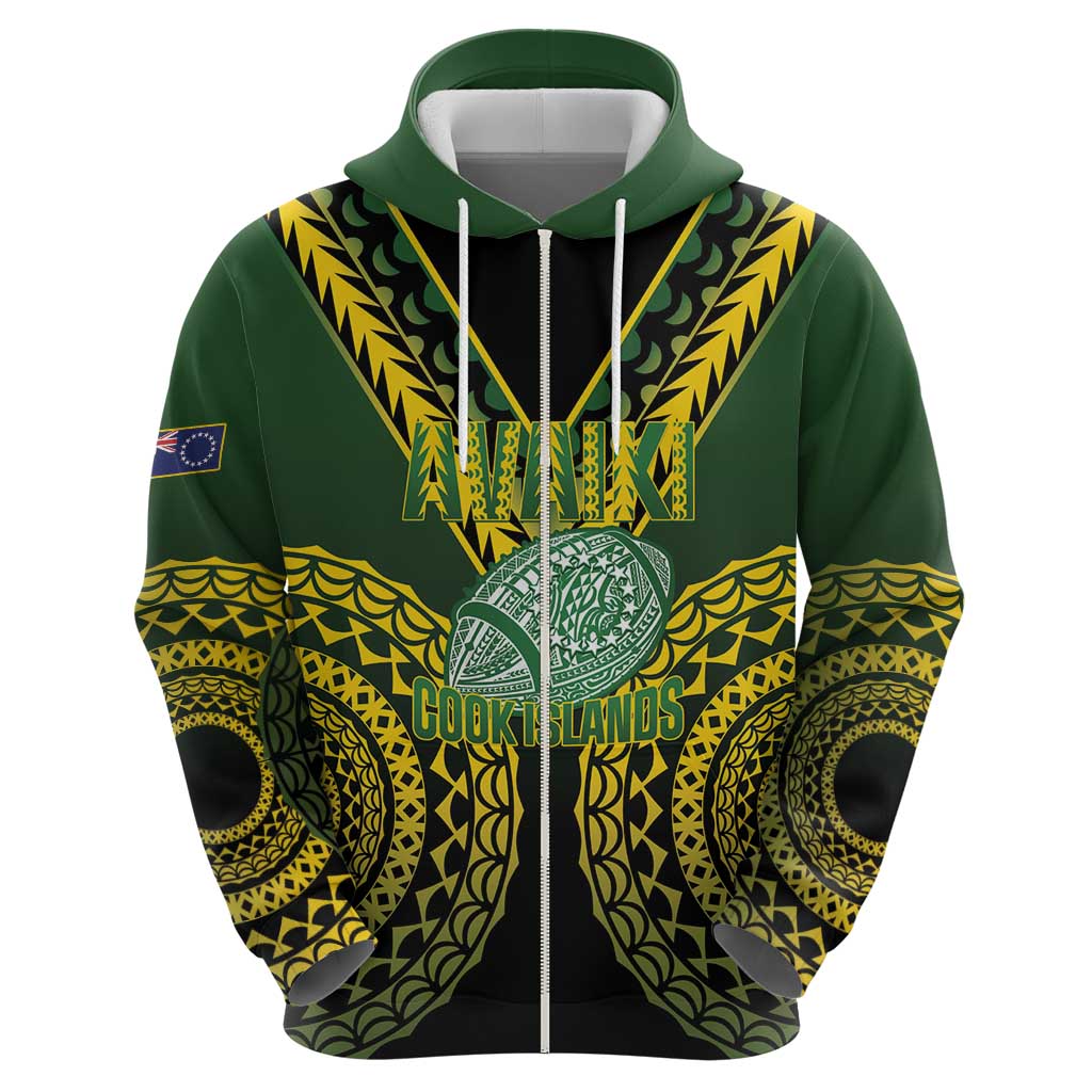 Custom Avaiki Cook Islands Rugby Hoodie Kuki Airani Tatau Black LT14 - Polynesian Pride