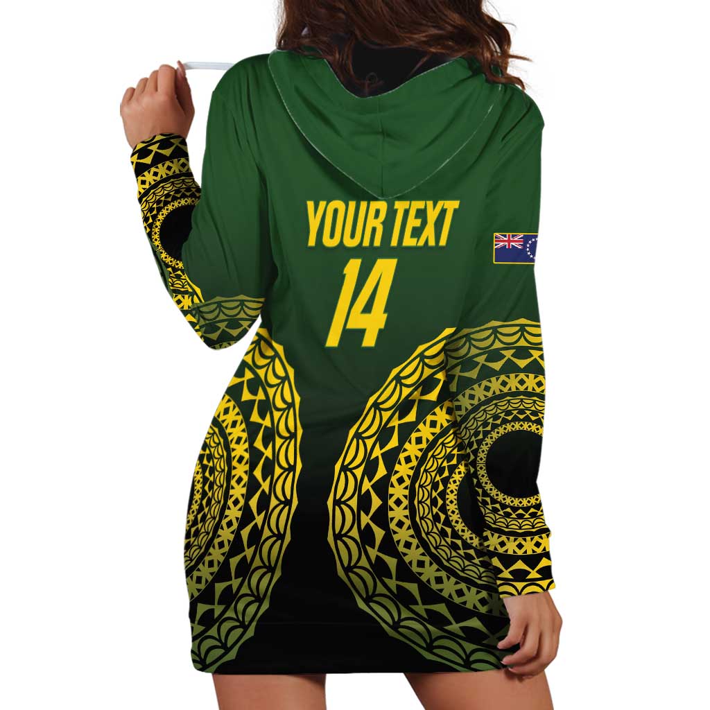 Custom Avaiki Cook Islands Rugby Hoodie Dress Kuki Airani Tatau Black - Polynesian Pride
