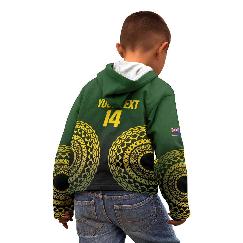 Custom Avaiki Cook Islands Rugby Kid Hoodie Kuki Airani Tatau Black - Polynesian Pride