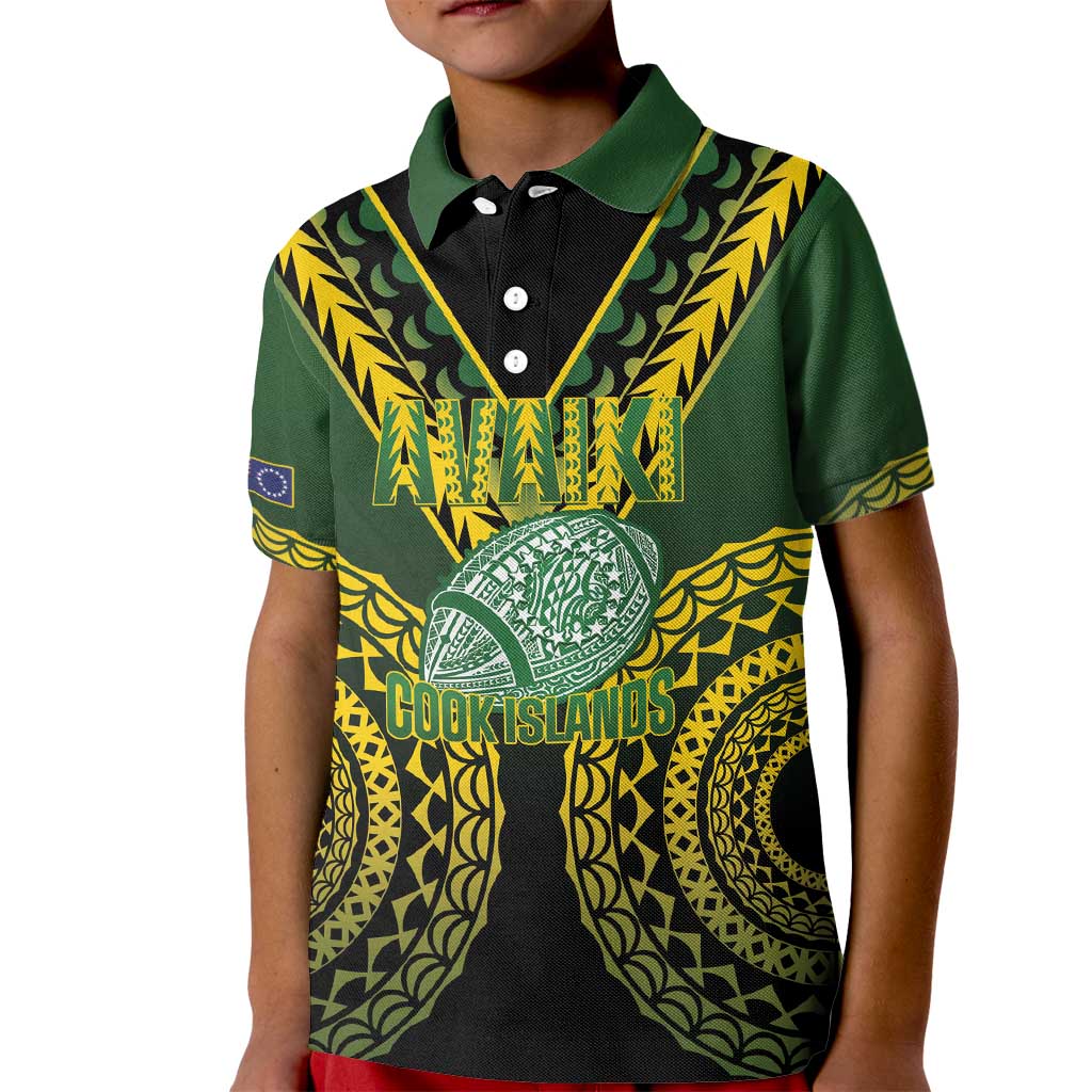 Custom Avaiki Cook Islands Rugby Kid Polo Shirt Kuki Airani Tatau Black - Polynesian Pride