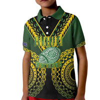 Custom Avaiki Cook Islands Rugby Kid Polo Shirt Kuki Airani Tatau Black - Polynesian Pride