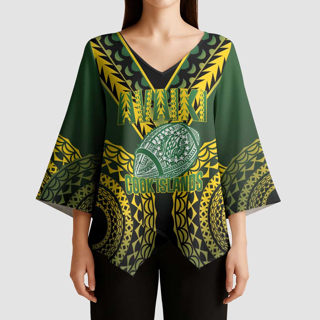 Custom Avaiki Cook Islands Rugby Kimono Sleeve Blouse Kuki Airani Tatau Black - Polynesian Pride