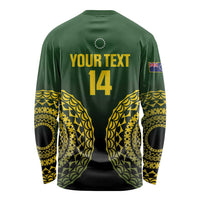 Custom Avaiki Cook Islands Rugby Long Sleeve Shirt Kuki Airani Tatau Black LT14 - Polynesian Pride