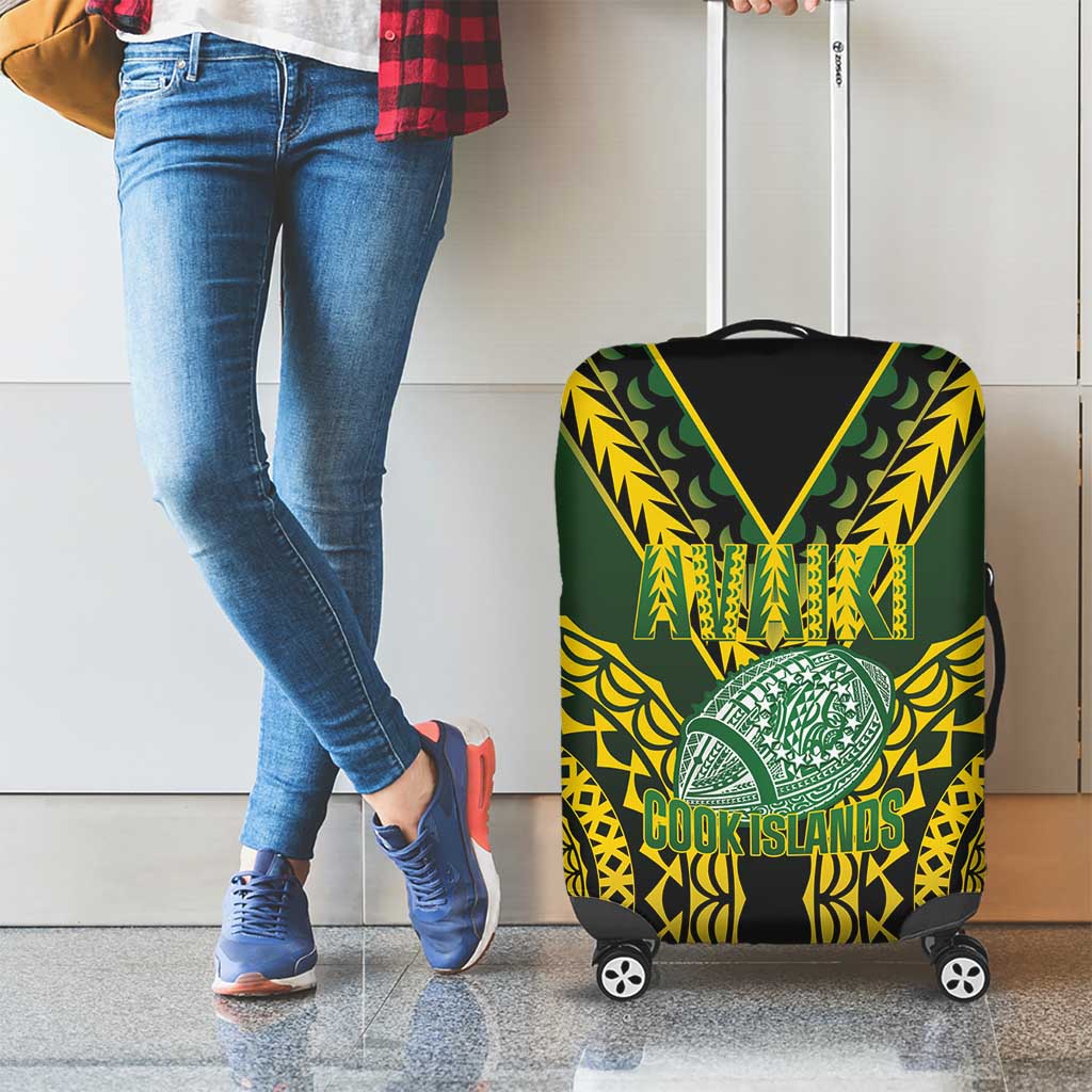 Avaiki Cook Islands Rugby Luggage Cover Kuki Airani Tatau Black - Polynesian Pride